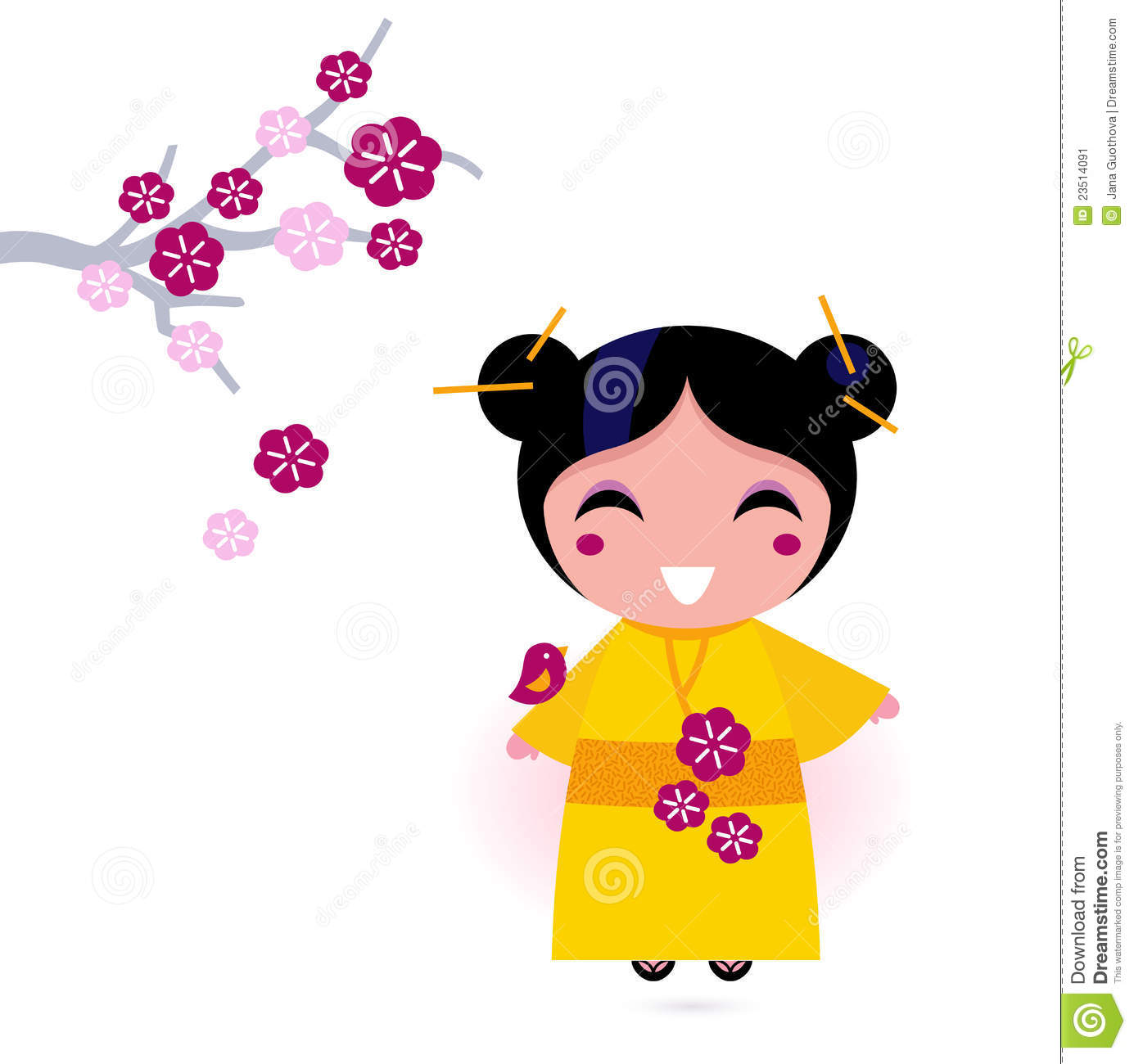 More Similar Stock Images Of   Asia Girl In Yellow Kimono