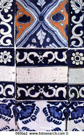 Stock Photo   Mexican Blue And White Tiles  Fotosearch   Search Stock