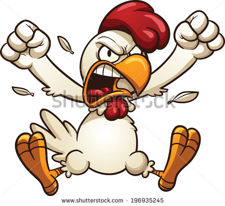 Angry Cartoon Chicken  Vector Clip Art Illustration With Simple
