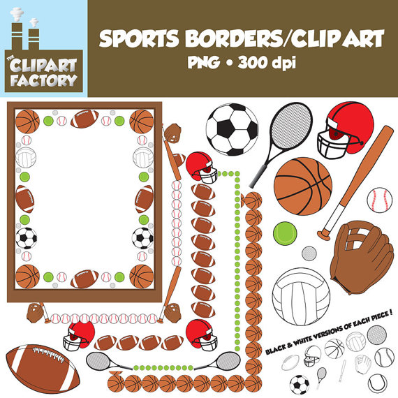 Clip Art  Sports Borders Clip Art   Borders And Assorted Sports