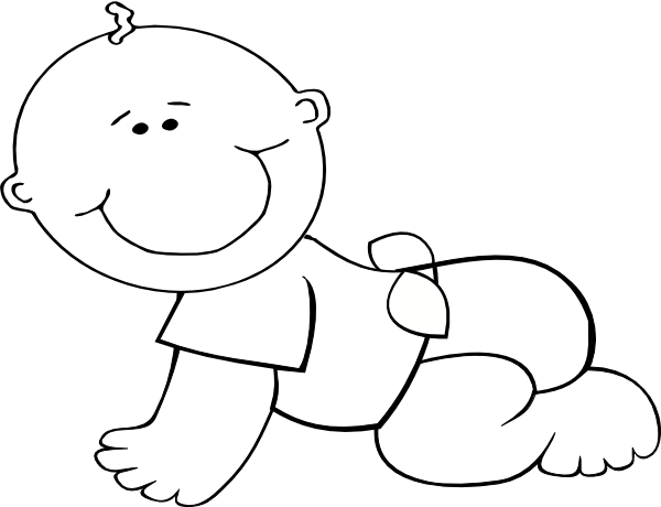 Crawling Baby Boy Outline Clip Art