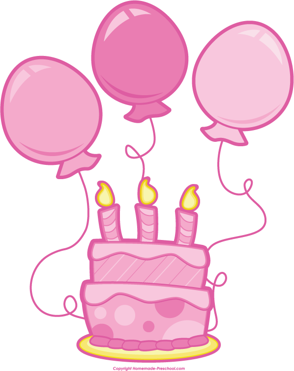 Home Free Clipart Birthday Balloons Clipart Birthday Cake Pink