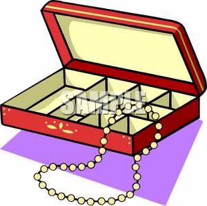 Jewelry Box With A Pearl Necklace   Royalty Free Clipart Picture