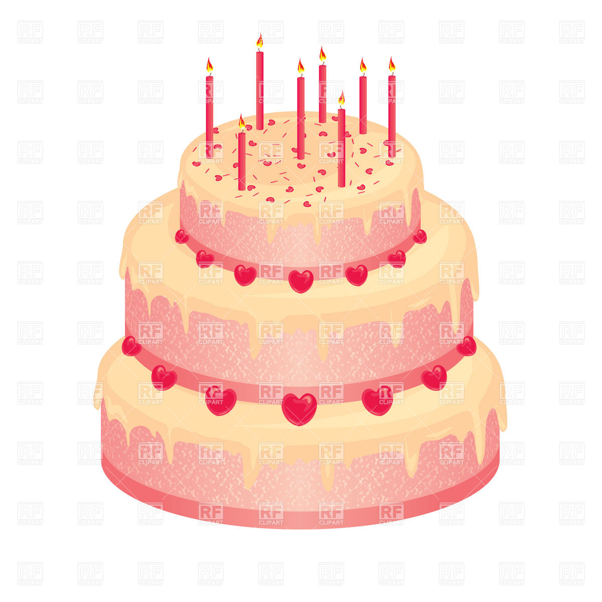 Pink Wedding Cake With Candles Download Royalty Free Vector Clipart