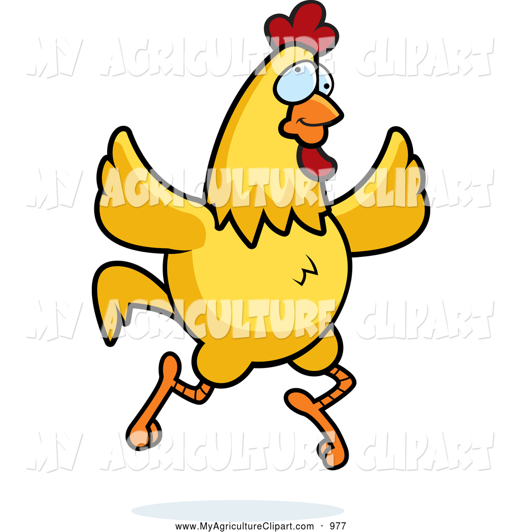 Preview  Vector Agriculture Clipart Of A Cute Crazy Yellow Chicken