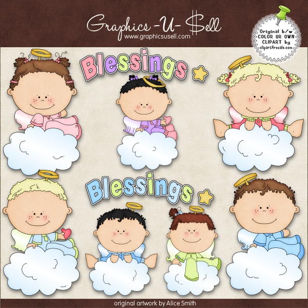 Baby Angel Blessings 1 Whimsical Clip Art By Alice Smith Digi Web