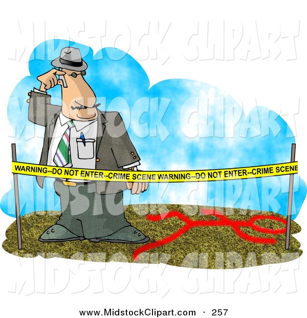 Clip Art Of A Confused Crime Scene Investigator Investigating A Murder