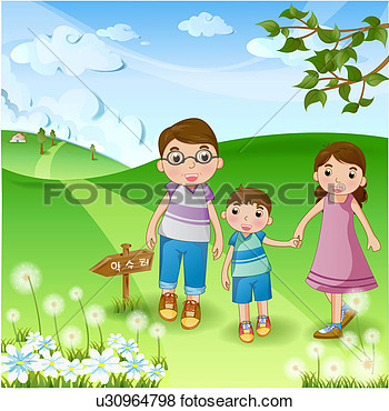 Clipart Park Family Taking A Walk In Park