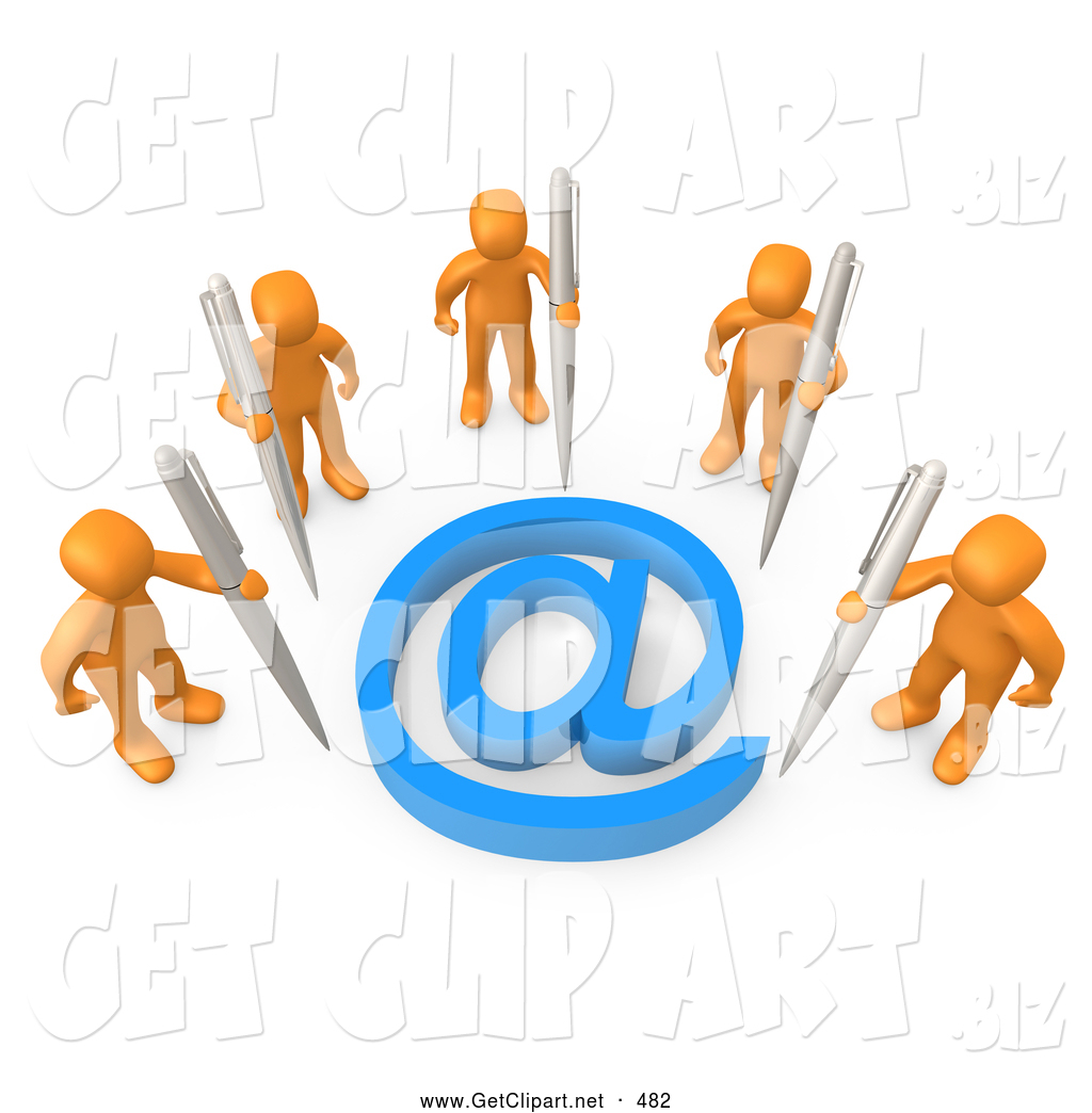Larger Preview  3d Clip Art Of A Group Of Five Orange People Holding