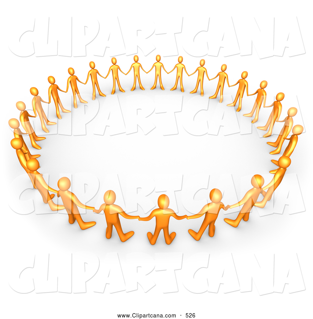 Larger Preview  Clip Art Of Orange People In A Group Holding Hands
