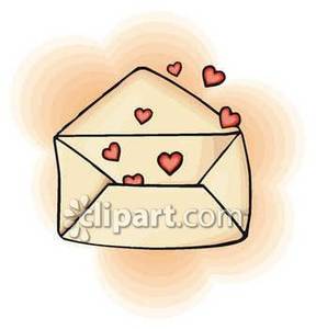 Small Red Hearts In An Envelope   Royalty Free Clipart Picture