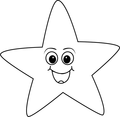 White Happy Face Star Clip Art   Black And White Happy Face Star Image