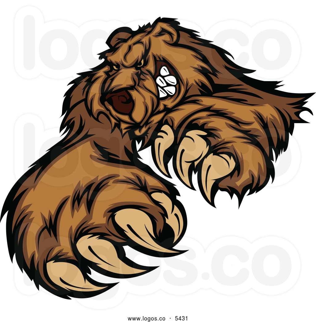  Bear Clipart Royalty Free Vector Of A Logo Of A Clawing Angry Bear    