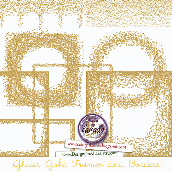 Borders Clipart Digital Glitter Gold Overlay Confetti Gold Glitter
