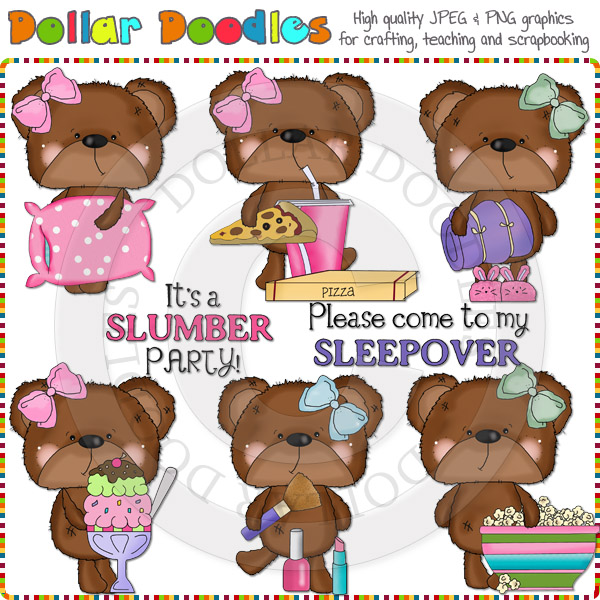 Bossy Bear Slumber Party Clip Art Download Cheryl Seslar Graphics