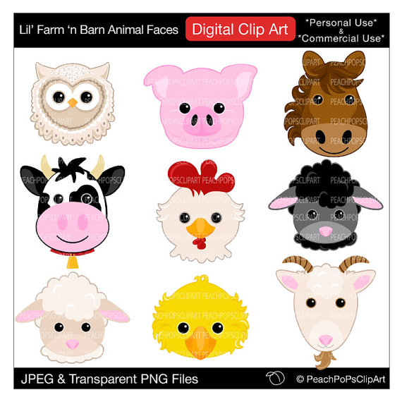 Clip Art Digital Clipart Pig Horse Cow Sheep   Lil Farm N Barn Animal
