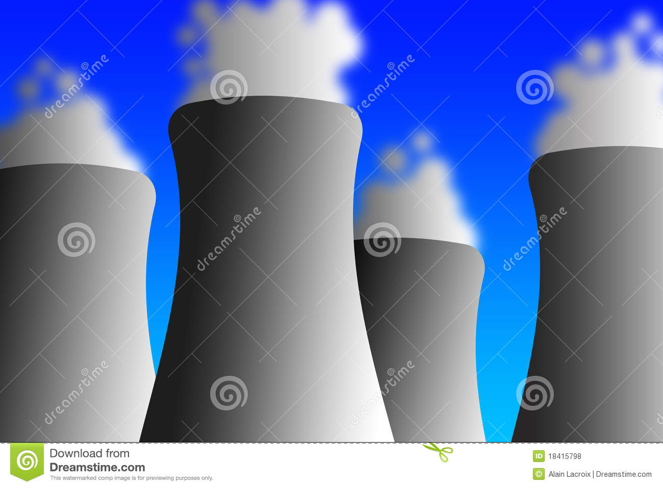 Cooling Towers With Rising Water Vapor  As Used By Power Plants