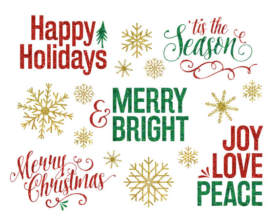 Glitter Christmas Clipart Overlays   Holiday Christmas Photo Overlays