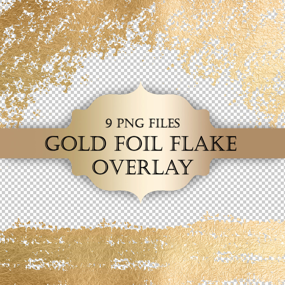 Gold Foil Flake Digital Clip Art Overlay   Gold Foil Glitter Flake