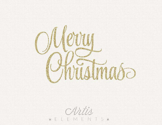 Merry Christmas Glitter Script Silver Gold   Digital Overlay Clipart