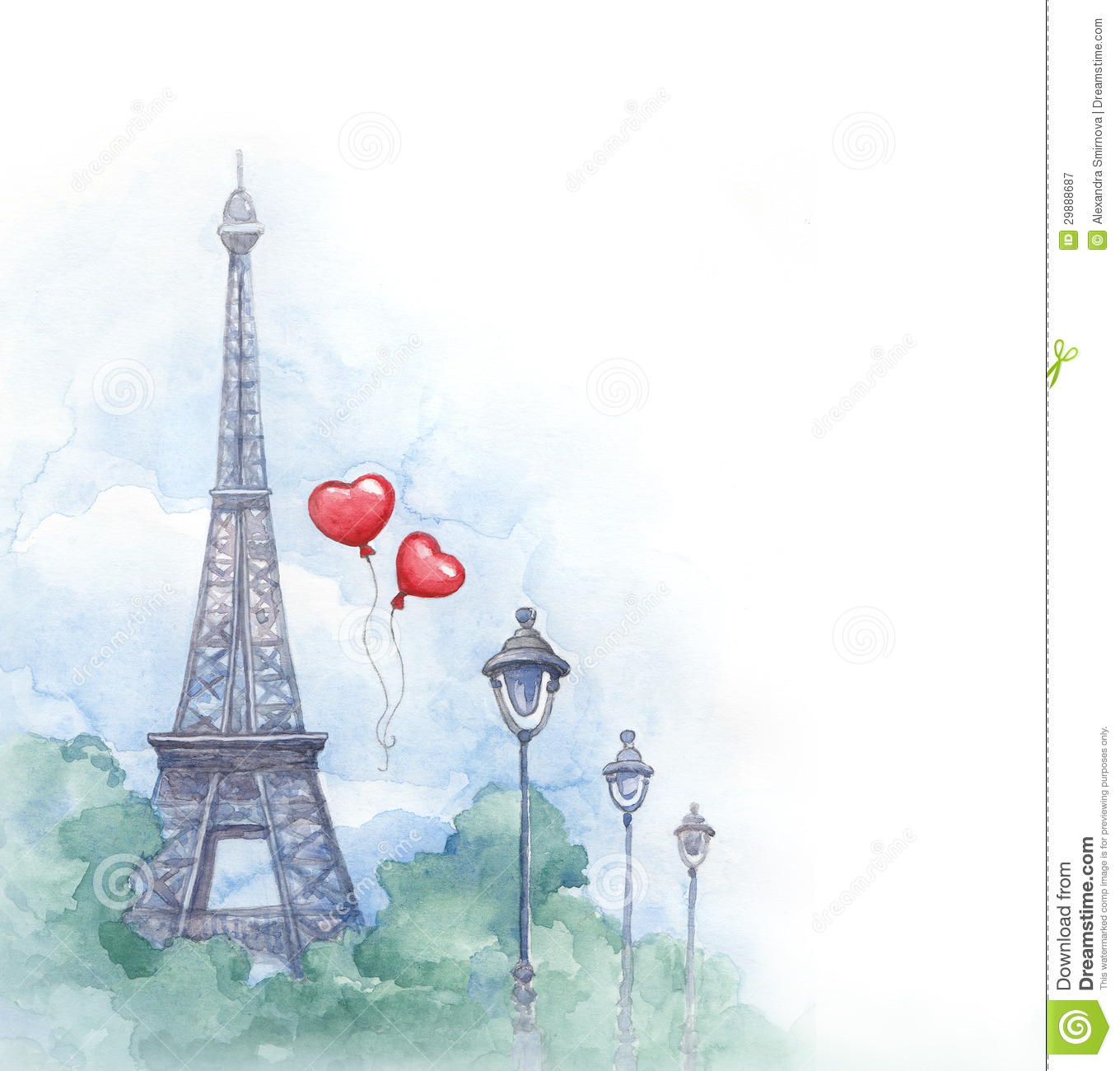 Watercolor Illustration Of Eiffel Tower Royalty Free Stock Photography