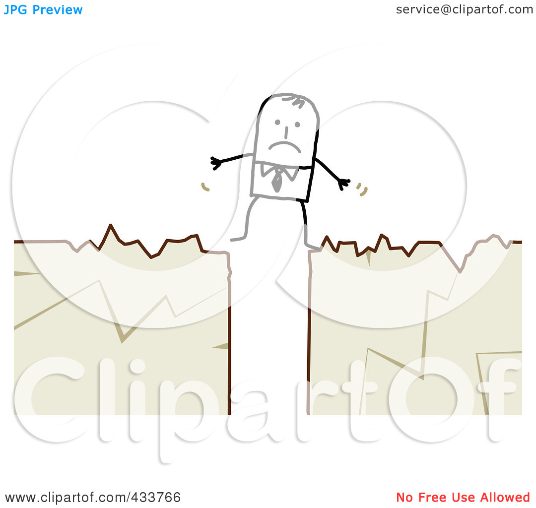 Royalty Free  Rf  Clipart Illustration Of A Stick Man Over A Huge Gap