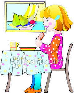 Small Girl Eating   Royalty Free Clipart Picture