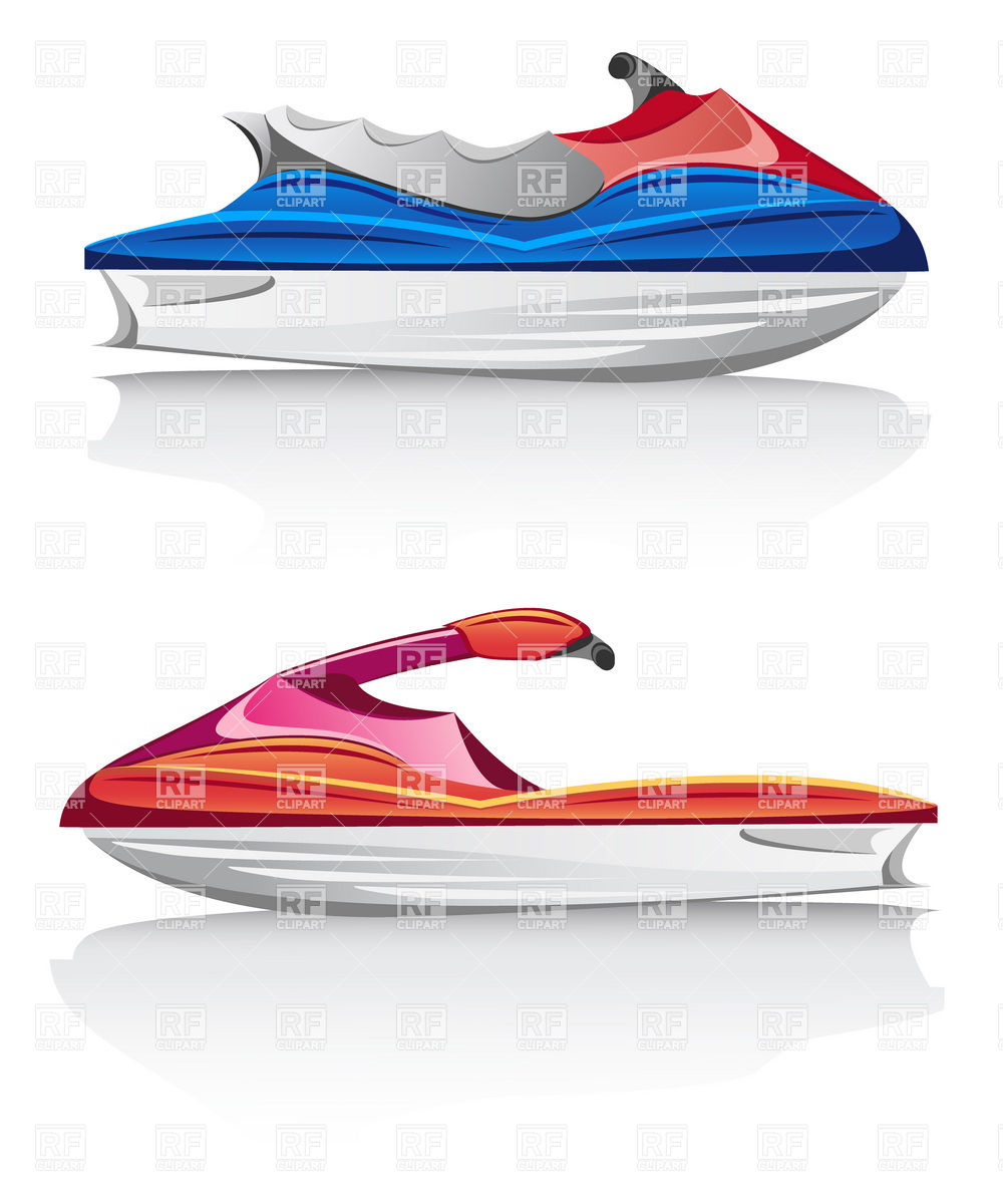 Speed Water Scooters   Side View Download Royalty Free Vector Clipart