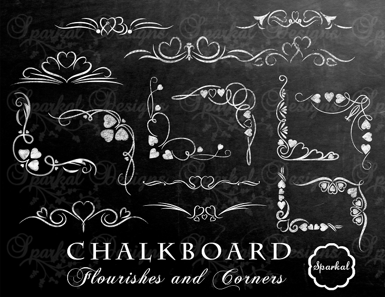 Chalkboard Flourishes Chalk Board Clip Art Chalkboard Wedding Clip Art
