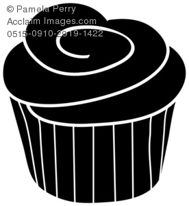 Clip Art Illustration Of A Cupcake Silhouette   Acclaim Stock