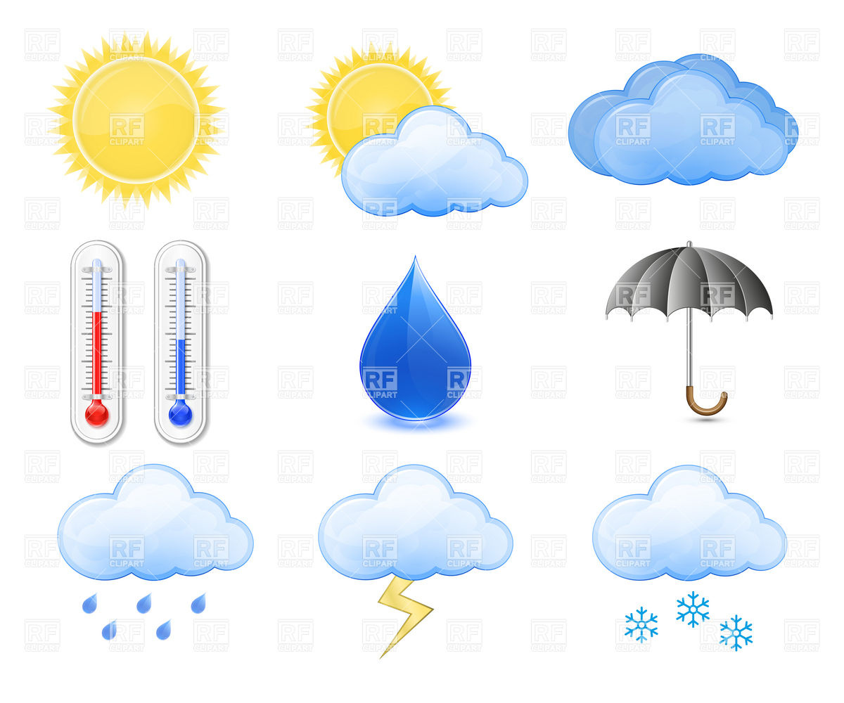 Weather Forecast Icons Outdoor Thermometer Sun Cloud Rain 6038
