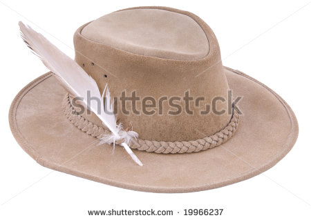 Brown Brim Hat From Safari In Africa With A Feather From A Eagle Found    
