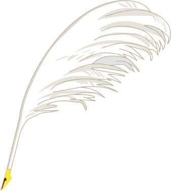 Clip Art Of A White Quill Pen With A Gold Nib
