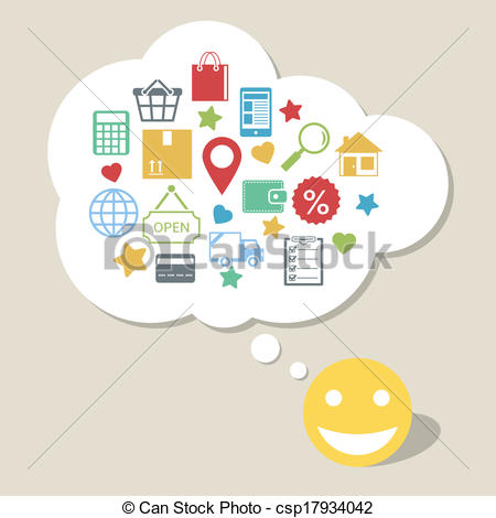 Eps Vector Of Online Shopping With Happy Satisfied Customer   Online