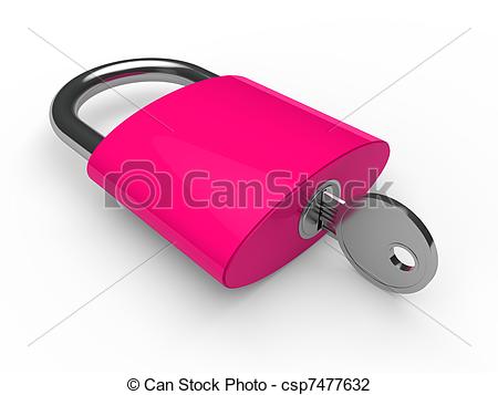 Art Of 3d Padlock Pink Key Safety Lock Lie Csp7477632   Search Clipart