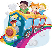 Clipart Of Cartoon Train Ride Color