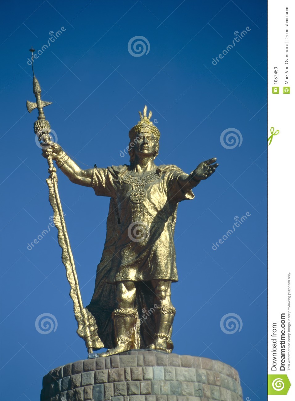 Golden Statue Of The Inca King Atahualpa In Cuzco Peru