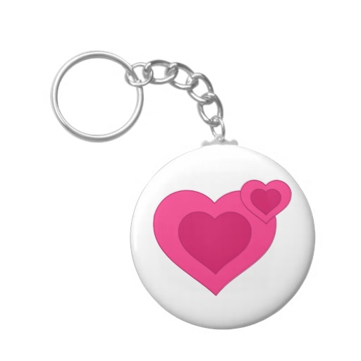 Two Pink Hearts Clip Art Key Chain   Zazzle