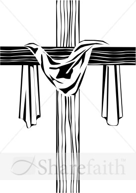 Wooden Cross With Shroud Image   Cross Clipart