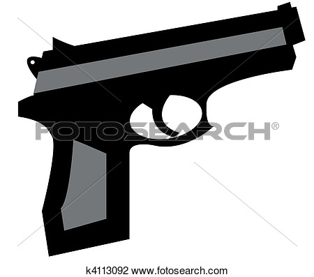 Clip Art   Small Hand Gun In Black And Grey  Fotosearch   Search
