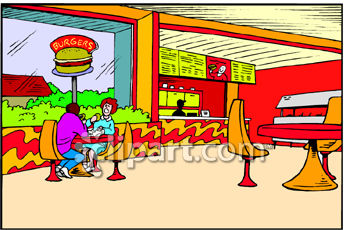 Royalty Free Clip Art Image  Fast Food Restaurant Dining Area Clipart