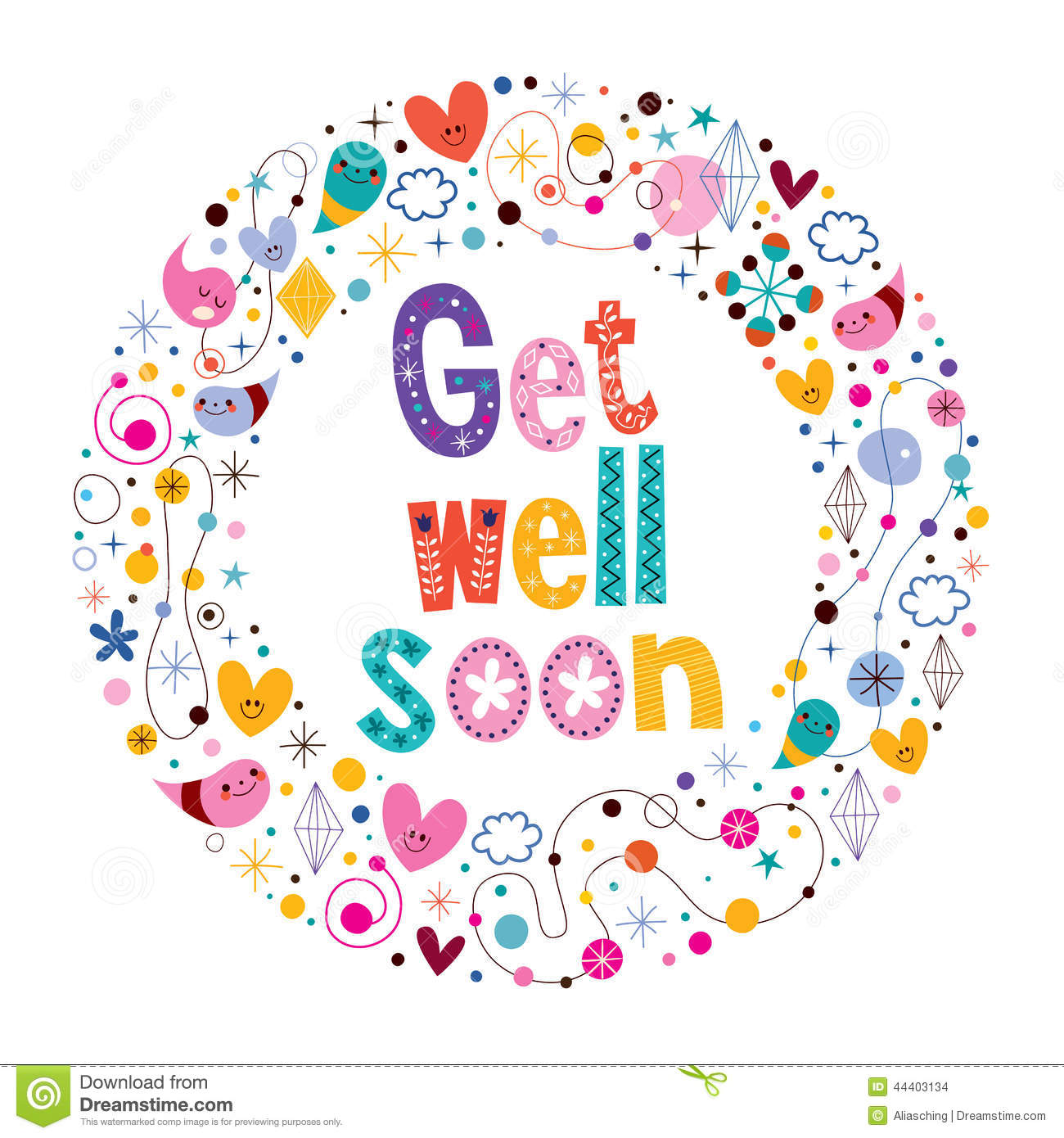 Get Well Soon Card Stock Vector   Image  44403134