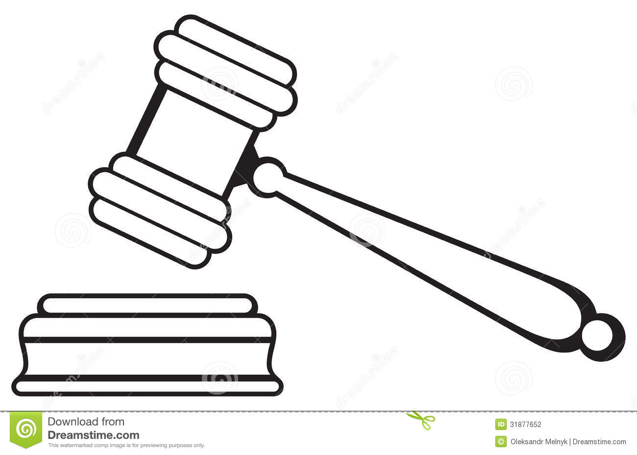 Judge Gavel Isolated On White Background  Silhouette