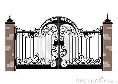 Ornate Smart Forged Iron Gate Accurate Drawing Sketch Of Editable