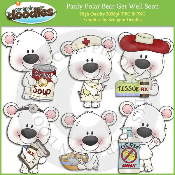 Pauly Polar Bear Get Well Soon Clip Art Download