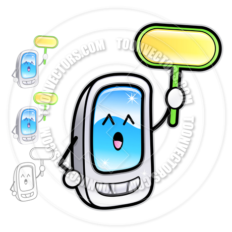 Cartoon Smartphone Mascot Holding A Sign By Boians Cho Joo Young