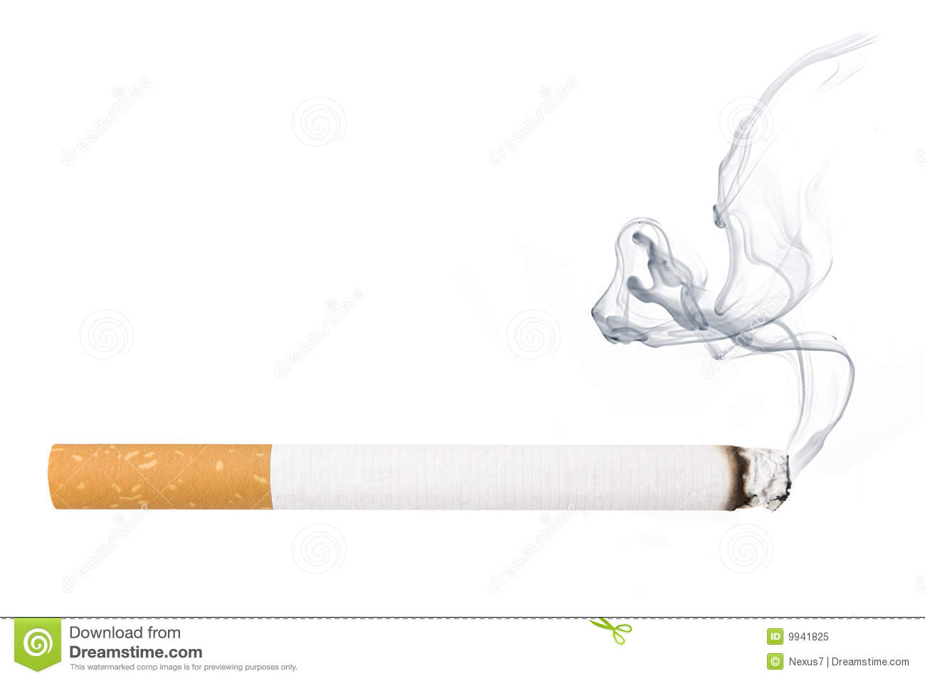 Cigarette Smoking Isolated On White