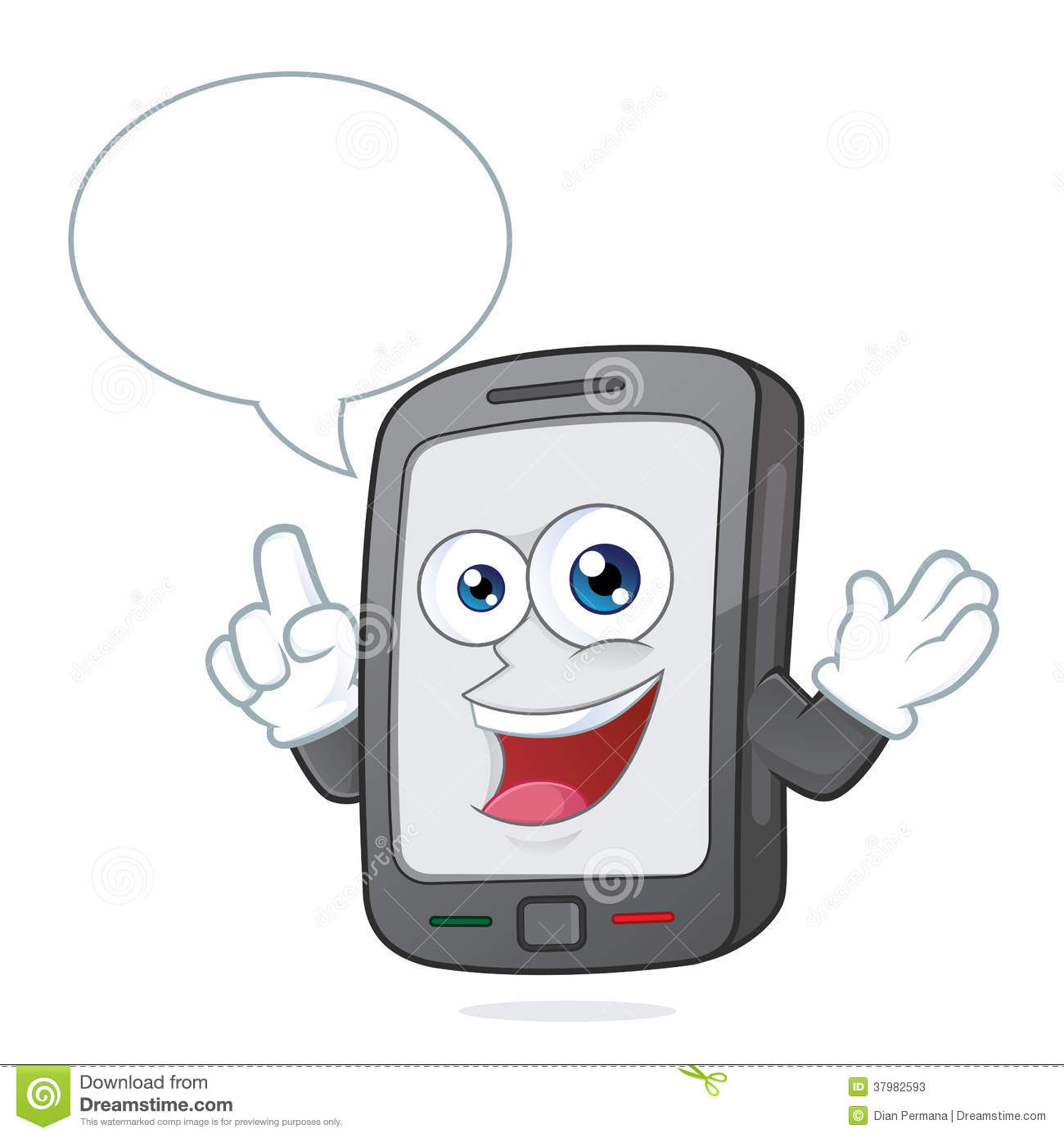 Clipart Picture Of A Smartphone Cartoon Character Talking With Speech