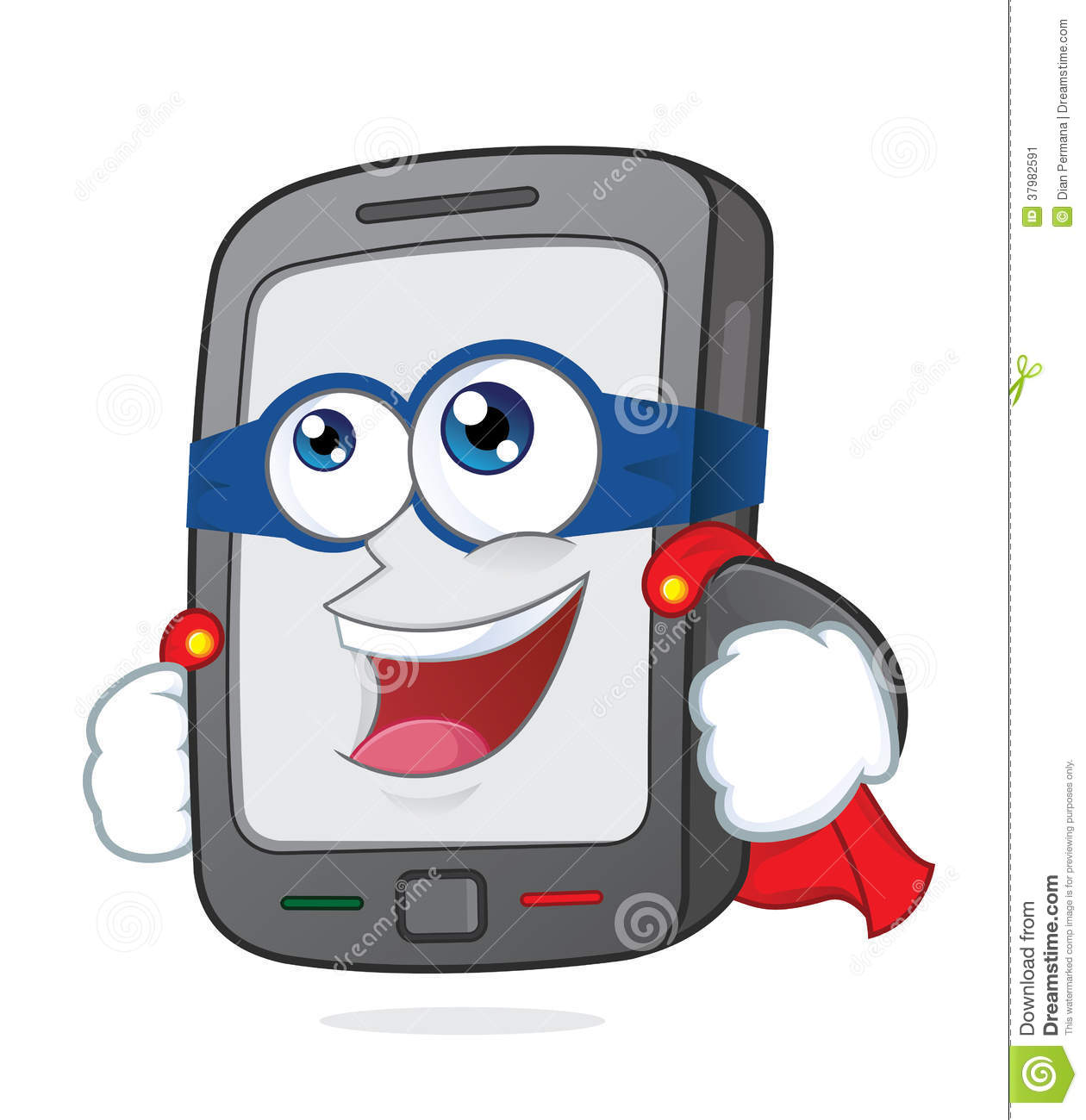 Clipart Picture Of A Super Smartphone Cartoon Character 