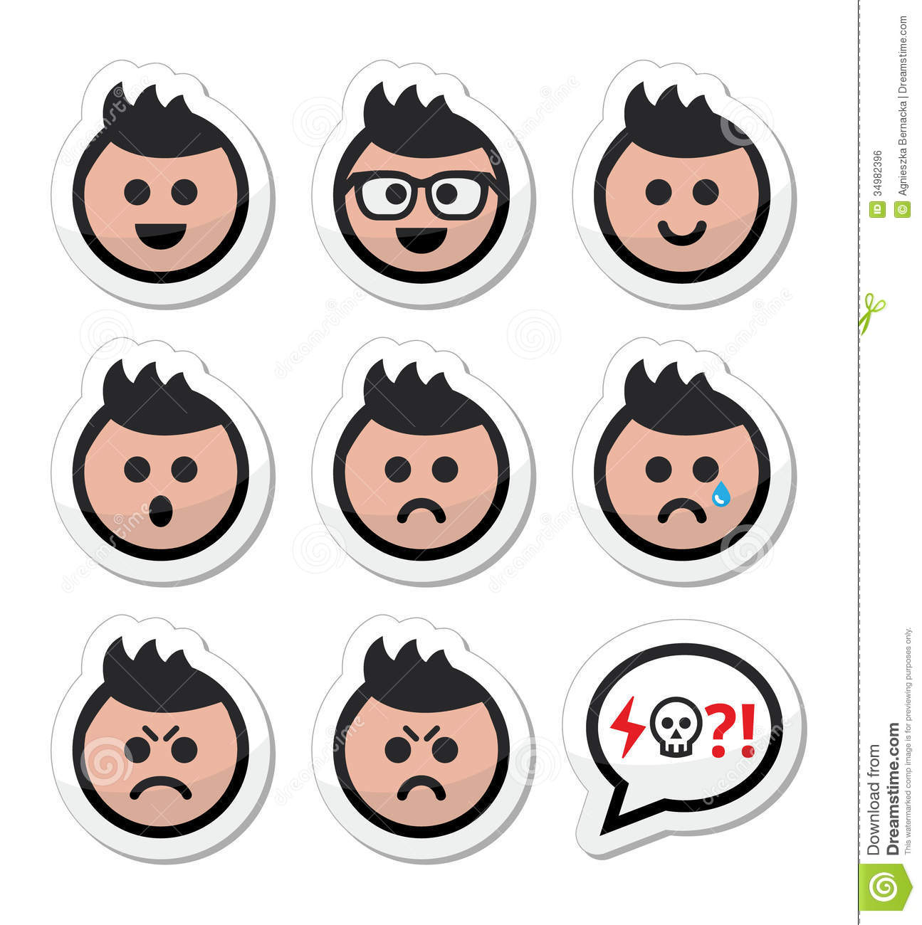 Collection Of Avatar Faces   Happy Sad Angry Crying Isolated On